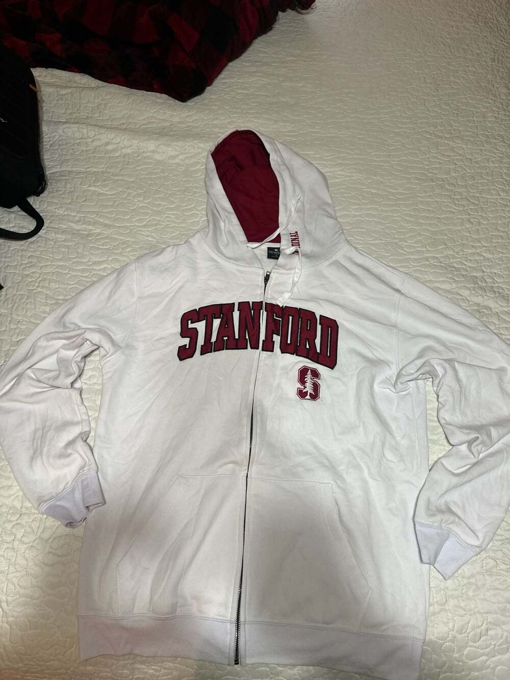 Men's Colosseum White Stanford Cardinal Arch & Logo Full-Zip Hoodie